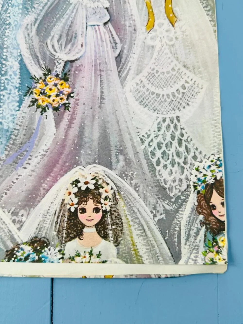 Vintage 1970s Bridal Wrapping Paper, Bridal Shower Decor,  Retro Bride Ephemera